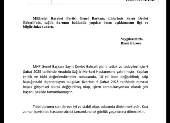 MHP'den Devlet Bahçeli'nin sağlık durumuna ilişkin açıklama: Kalp kapakçığı değiştirildi, durumu iyi
