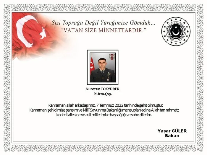 2022 yılında şehit olmıştu! Tokyürek’in naaşına ulaşıldı