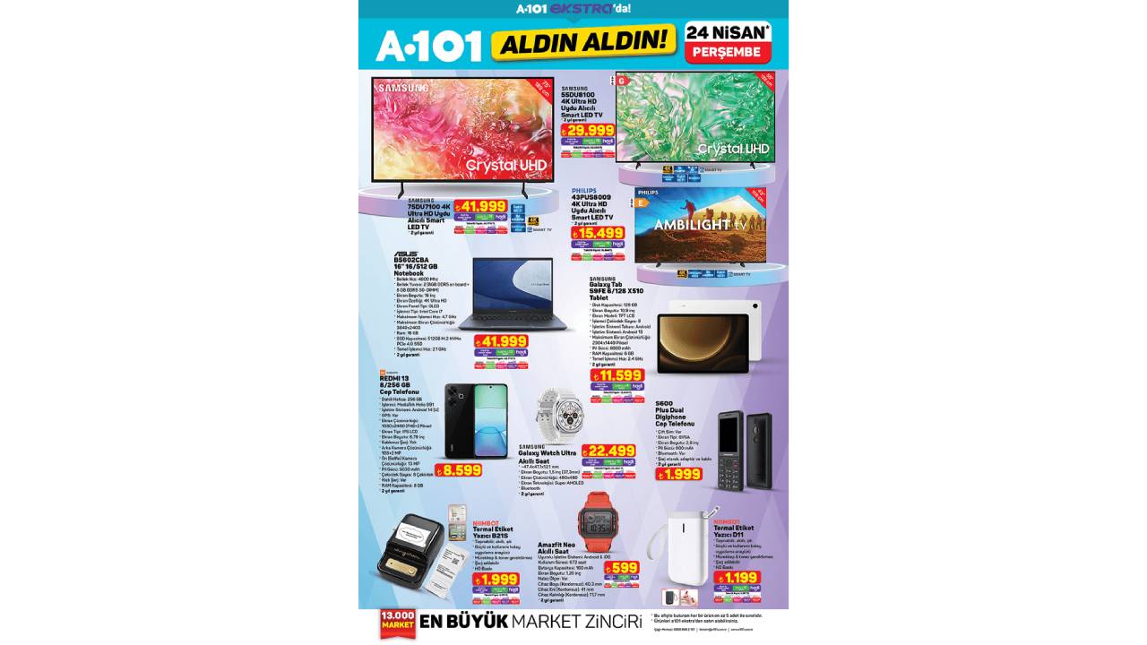 A101, Redmi 13 ve Galaxy Tab S9 FE satıyor!