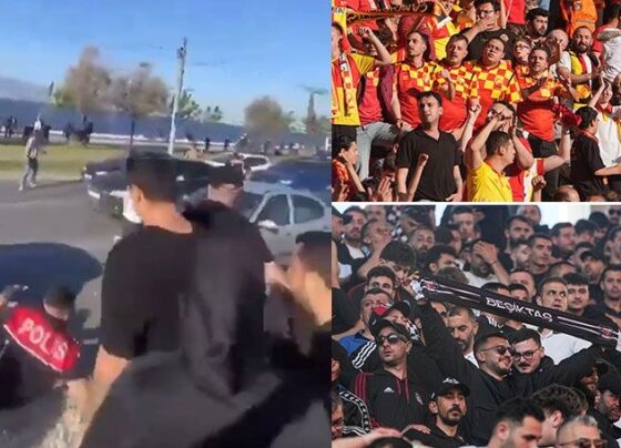Göztepe ile Beşiktaş taraftarları arasında kavga