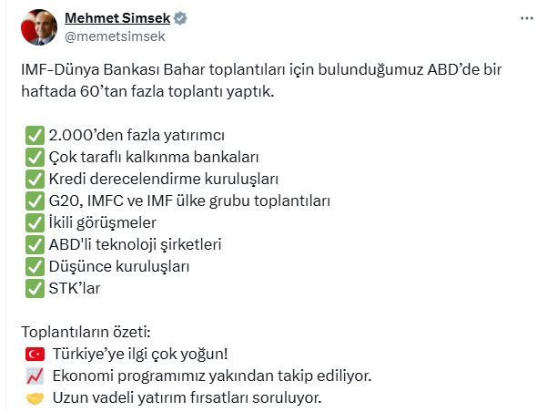 Şimşek: Türkiye’ye yatırımcı ilgisi çok yoğun! haberi