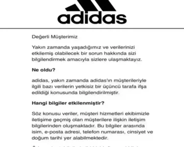 Adidas, Türkiye’deki bazı müşterilerin verilerinin çalındığını açıkladı!
