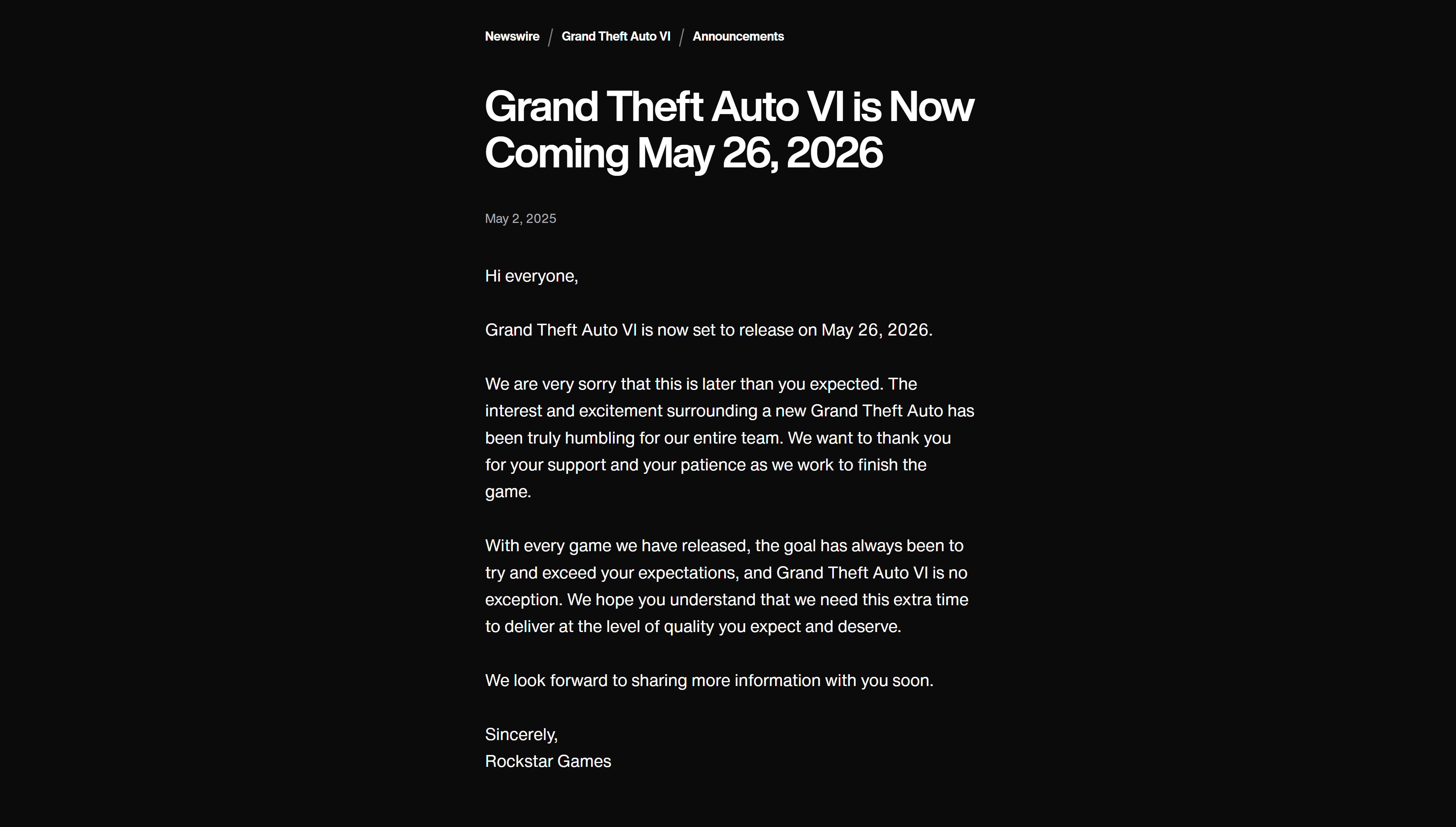 GTA 6 çıkış tarihi açıklandı