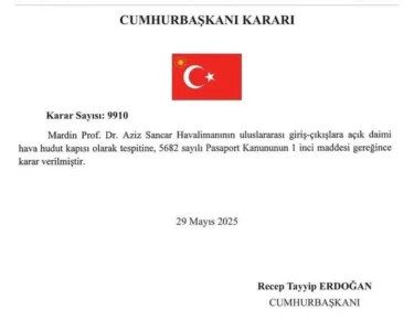 Mardin Prof. Dr. Aziz Sancar Havalimanı’na Uluslararası Statü