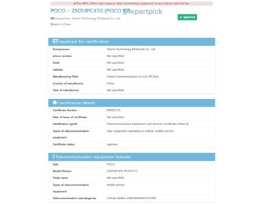 POCO F7 NBTC sertifikası aldı