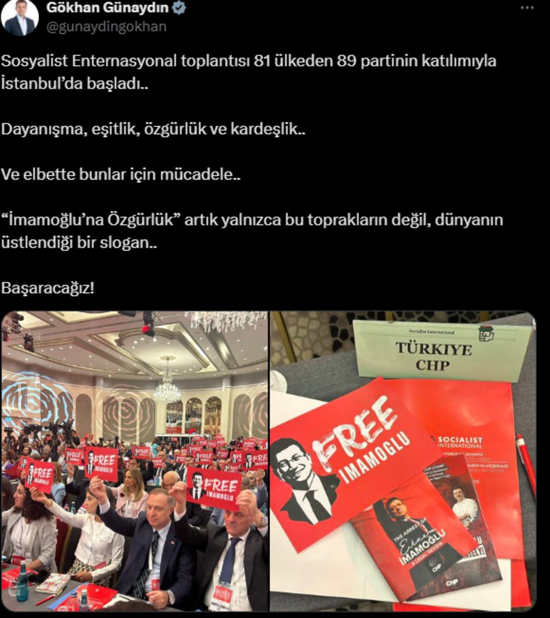 Sosyalist Enternasyonal’de “İmamoğlu’na özgürlük” çağrısı