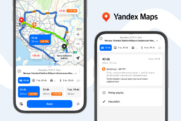 Yandex Maps için yol ücretini gösteren güncelleme!