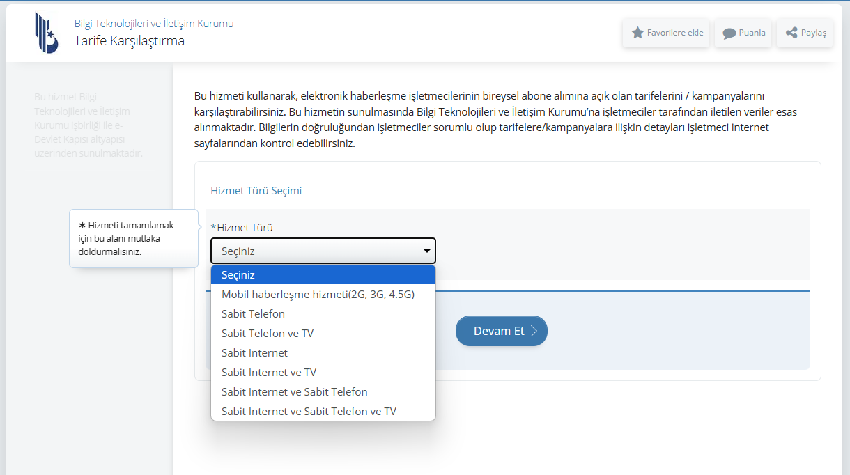 e-Devlet Tarife Karşılaştırma Sistemi nasıl kullanılır?