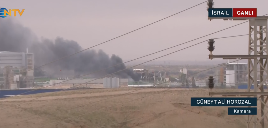 NTV ekibi İsrail’de vurulan tesisin yakınlarında. Saldırı anı kamerada