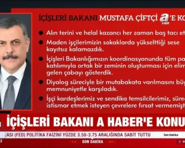 Maden işçilerinin eylemi nasıl sonlandı? Bakan Çiftçi’den A Haber’e özel açıklamalar: Devletimiz her zaman işçinin yanında