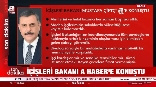 Maden işçilerinin eylemi nasıl sonlandı? Bakan Çiftçi’den A Haber’e özel açıklamalar: Devletimiz her zaman işçinin yanında