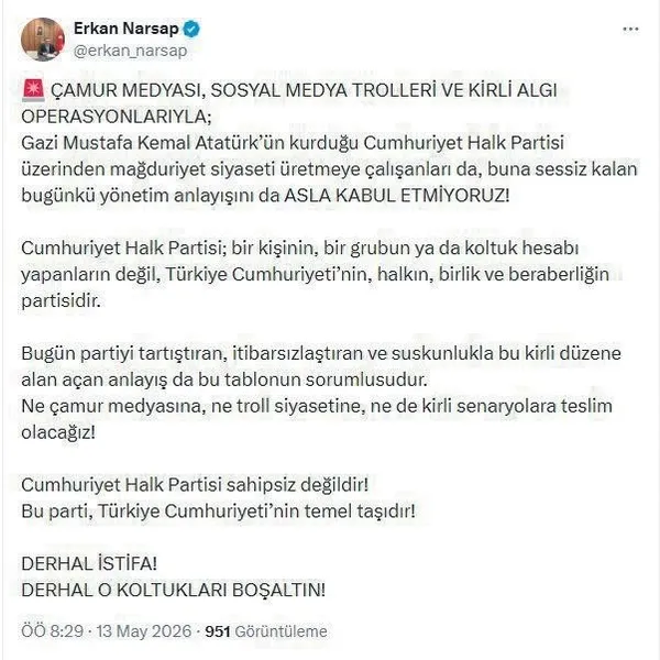 Özgür Özel’e istifa çağrısı: Susan da bu düzenin parçasıdır